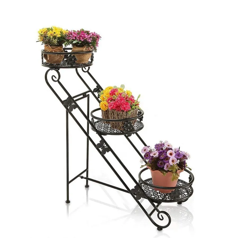 Modern Design 3Tier Metalen Bloempot Stand Patio Decor Plantenbak Pot Display Rack