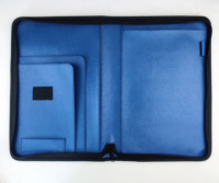 Portafolio de cuero PVC PU con logotipo personalizado en relieve, organizador de documentos, carpeta de archivos, bolsa organizadora portátil para negocios.