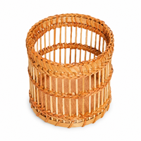 Porte-crayons en bambou tissé à la main, organiseur de bureau pour stylos et pinceaux de maquillage, décoration de bureau, vente en gros OEM, porte-crayons tissé