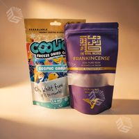 Sachets Mylar Cali Pack personnalisés imprimés, mini, noirs, à fond plat, résistants aux enfants, anti-odeur, toucher doux, 1g 3.5g 7g 14g 28g