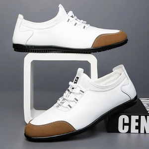 Mocassins en cuir blanc pour hommes, semelle souple, style britannique, chaussures décontractées, taille jeune 8798 - Product Image 3