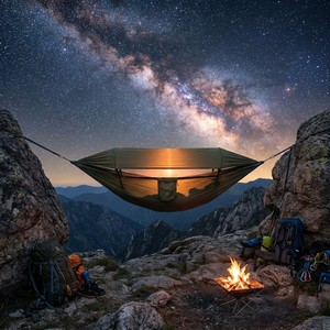 <span class=keywords><strong>Hamac</strong></span> automatique ultraléger 800g avec moustiquaire escamotable et toit anti-UV, lit d'arbre compact pour le trekking et la randonnée - Product Image 4