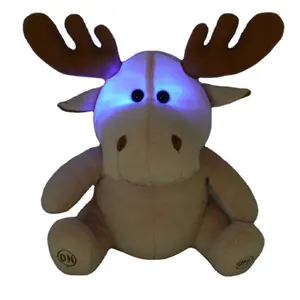 Plush toys deer musical night lights belly for baby sleeping Light Up Stuffed Animals Glowing