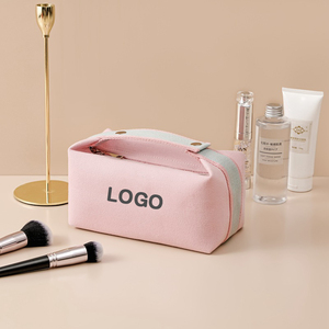 Trousse cosmétique de maquillage de voyage en toile de coton recyclé de grande capacité avec logo personnalisé en gros - Product Image 4