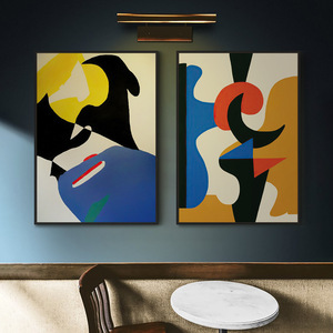 Peinture sur toile abstraite contemporaine, portrait rétro, art mural moderne du milieu du siècle, peinture pour la décoration d'un appartement ou d'un salon - Product Image 1