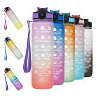 Vente en gros de gobelets en plastique de 900ml avec logo personnalisé bouteille d'eau de motivation avec marqueur de temps