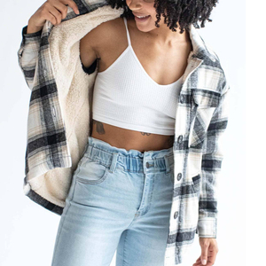 Custom logo Plus Size <strong>Women's</strong> <strong>Flannel</strong> <strong>Jackets</strong> Custom <strong>Flannel</strong> <strong>Jacket</strong> <strong>Women</strong> Sherpa Lined <strong>Flannel</strong> <strong>Jacket</strong> - Product Image 1