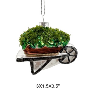 Brouette personnalisée en gros avec fleurs, ornement en verre soufflé pour l'arbre de Noël, décoration de vacances, collection de pendentifs de jardin - Product Image 3