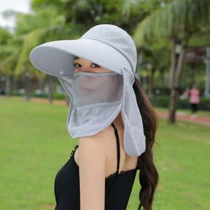 Chapeau Bob d'été à large bord avec masque facial respirant et amovible, design queue de cheval, pour pêche décontractée unisexe - Product Image 6