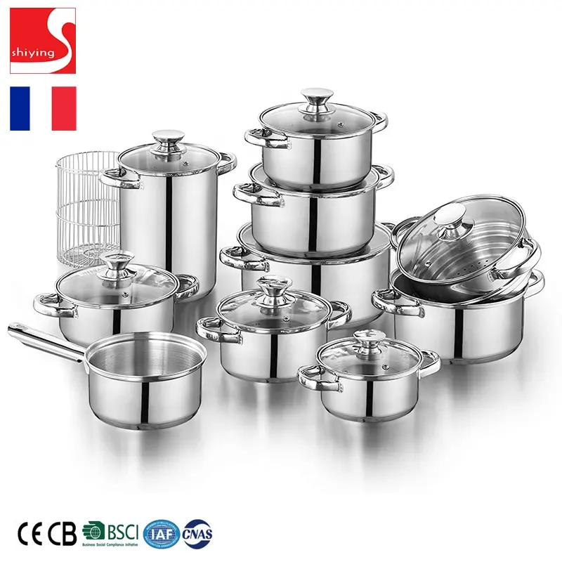 SY-Kitchenware 19-piece cooking set stainless steel cookware set pots and pans set induction 304 uk amazon