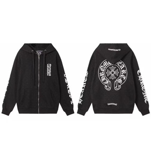<span class=keywords><strong>Felpa</strong></span> <span class=keywords><strong>con</strong></span> cappuccio casual Chrome Hearts 2024 <span class=keywords><strong>con</strong></span> <span class=keywords><strong>cerniera</strong></span>, 100% cotone, stampa digitale a tinta unita, vestibilità ampia per la stagione invernale - Product Image 4