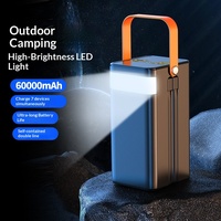Meilleure vente : Batterie externe 120W grande capacité 60000mAh à charge rapide avec poignée, logo personnalisé pour le camping et le streaming en direct