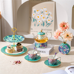 Set di Tazze <span class=keywords><strong>da</strong></span> Caffè in Porcellana Stile Marocchino di Lusso, <span class=keywords><strong>Collezione</strong></span> Diji Garden, Set per Tè del Pomeriggio, Set per Tè ai Fiori, Caraffa per Acqua, Caffettiera - Product Image 4