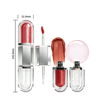 Rouge à lèvres liquide pailleté double embout 2-en-1 et huile à lèvres hydratante, teinte brillante repulpante, hydratante, sans effet desséchant sur les lèvres, double embout