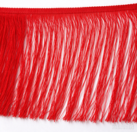 Cordon en macramé rouge tressé à franges pour vêtements, rideaux, couture, broderie
