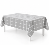 Housse de table en tissu durable PEVA gris à carreaux pour décoration événementielle et fêtes
