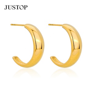 Proveedor de joyería de moda hipoalergénica con baño de oro en acero inoxidable a prueba de agua OEM/OEM, aretes de aro de acero inoxidable. - Product Image 2