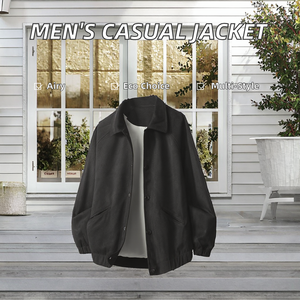 Fashionable Simple Men's Long Casual Front Logo Breathable Eco-Friendly Versatile Regular Sleeve Loose Autumn Varsity Jacket - Product Image 2