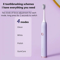 Sikat Gigi Elektrik Isi Ulang untuk Dewasa dengan Getaran Sonik Frekuensi Tinggi, Bulu Sikat Lembut, Tahan Air IPX7, untuk Perjalanan, 4 Mode
