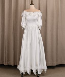 #3163 fotos reales <span class=keywords><strong>Victoria</strong></span> Vintage diseño especial 3/4 manga larga encaje suave encaje hasta marfil vestido de novia - Product Image 2