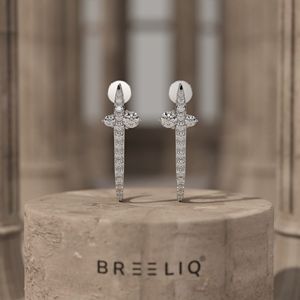Pendientes de Aro con Forma de Daga de Diamantes, Pendientes Góticos Únicos con Cruz de Espada para Mujer, Joyería Fina con Diamantes Pavé, Regalo - Product Image 1