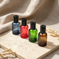 Flacon de parfum en verre cylindrique multicolore de 30 ml, vaporisateur de parfum vide avec bouchon noir, emballage cosmétique personnalisé avec logo