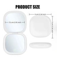 Miroir de maquillage portable LED carré sur mesure de haute qualité avec double éclairage et double lampe pliable