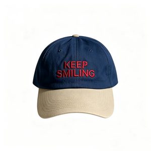 หมวกเบสบอลปักลาย KEEP SMILING สองสี ผ้าฝ้าย 100% หมวกทรงพ่อแบบปรับได้สำหรับใส่ในชีวิตประจำวัน - Product Image 4