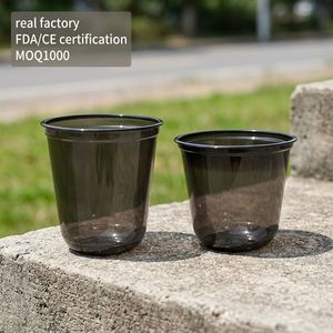 Vaso de Café Desechable de PET Negro, Calibre 90mm, Estilo Americano 'Black Warrior', Vaso para Bebidas Frías, Té con Leche, Vaso de Plástico - Product Image 1