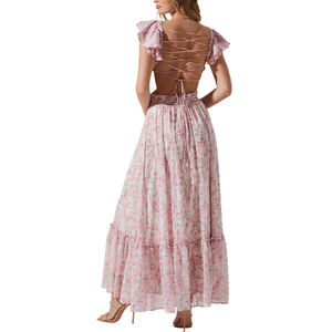 Moda design nuovi arrivi abito floreale con logo personalizzato formale <span class=keywords><strong>per</strong></span> <span class=keywords><strong>abbigliamento</strong></span> femminile abiti Casual da donna eleganti da donna - Product Image 5