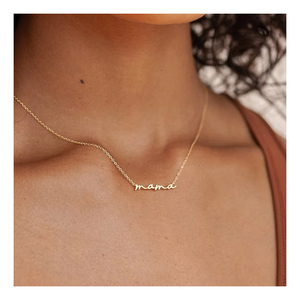 Regalo para Mamá Collar Personalizado para Mujer de Acero Inoxidable Bañado en Oro de 18K Collar Delicado y Fino de Mamá Joyería Minimalista - Product Image 1