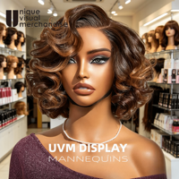 Tête de Mannequin Femme Noire Réaliste avec Épaules pour Présentation de Perruques - Idéale pour le Maquillage et la Mode