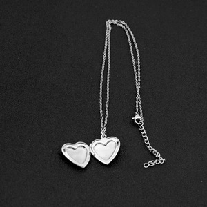 Personalized Simple Silver Plated Love Heart Shaped Photo Box Pendant Necklace <b>Titanium</b> Steel Women's Necklaces Fashion Jewelry - Product Image 3