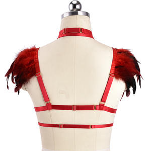 Lencería sexy para mujer madura con plumas, ropa de fiesta, disfraces de club, bodysuits de control firme para juegos de rol - Product Image 4