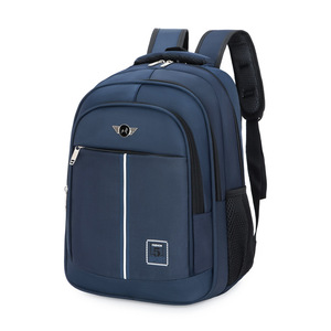 Laptop <b>Backpack</b> For Business Travel Large Capacity <b>With</b> Laptop <b>Compartment</b> Unisex Blue Solid Color Shoulder Straps QY-0221 - Product Image 1
