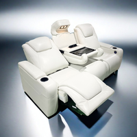 Sillón Reclinable Eléctrico de Cuero Blanco, Ajustable, con Consola Central, para Cine en Casa, Mueble de Asiento para Sala de Cine