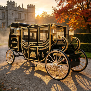 Buggy Royal Électrique Entièrement Fermé Sans Chevaux, Batterie 60V 80A, Roues Solides, Siège Confortable pour Mariages et Tournages Cinématographiques - Product Image 1