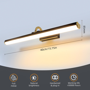 โคมไฟติดผนังห้องน้ำ LED ทันสมัย กันน้ำ พร้อมกระจกแต่งหน้าแบบเรียบง่าย และไฟส่องห้องน้ำ - Product Image 1
