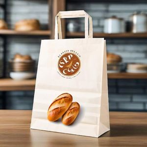 Bolsas de Papel Kraft Blancas Grandes y Ecológicas para Comida para Llevar, con Asa Plana, para Pizza y Entrega por Uber - Product Image 3