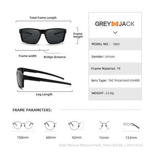 Lunettes de soleil polarisées Greyjack, monture noire, verres TAC, protection UV400 pour le cyclisme, la pêche et les activités de plein air - Product Image 2