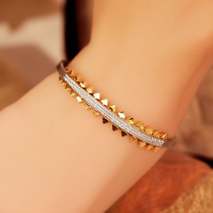 Bracelet tendance en acier inoxydable 316L plaqué or PVD avec cristaux, bijoux pour femmes - Product Image 3