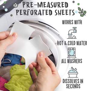 Hojas de detergente para ropa súper concentrado ecológico, tiras de lavandería rápidas de disolución - Product Image 4