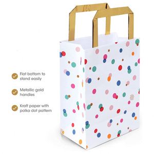 Reinforced Gifts <b>Bags</b> with Handles Polkas Dot Party for Birthday Baby and Bridal Showers Wedding Celebrations Paper <b>Bags</b> - Product Image 2