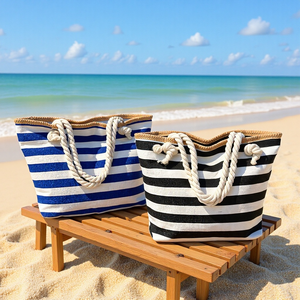 Sac fourre-tout décontracté en toile de coton, personnalisé avec logo, léger, grand format, pour le week-end et les vacances, écologique, réutilisable, durable, avec fermeture éclair - Product Image 1
