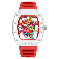 Reloj de Cuarzo de Silicona para Hombre, Diseño Transparente con Forma de Barril de Vino, Esfera con Indicadores, Resistente al Agua 30M, 47mm