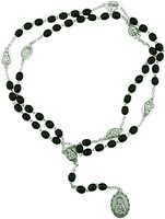 Collier de chapelet chapelet avec perles en verre blanc et noir, bijoux catholique