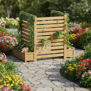 Jardinière carrée <span class=keywords><strong>en</strong></span> bois avec treillis, écran d'intimité pour jardin, bac à plantes avec trous de drainage, durable, écologique, pour plantes grimpantes et fleurs - Product Image 6