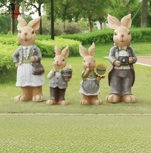 Sculpture personnalisée en fibre de verre du personnage Peter Rabbit, grande statue de <span class=keywords><strong>lapin</strong></span> de dessin animé pour la décoration des jardins d'enfants et des centres commerciaux - Product Image 2