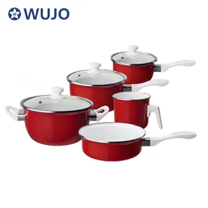 South America Enamel Casserole Set 5 pcs Enamel Camping Cookware Sets with Lid