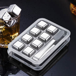 Cubo de hielo de enfriamiento cuadrado de acero inoxidable 18/10 de lujo, accesorio de barra antiadherente Popular, seguro para alimentos para cócteles y servir vino - Product Image 6